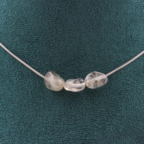 Rutilated Tourmaline Quartz from Brazil 3 beads necklace