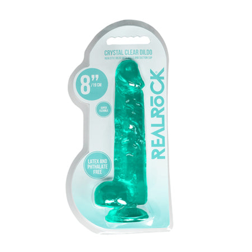 RealRock Crystal Clear Realistic 8 in. Dildo With Balls and Suction