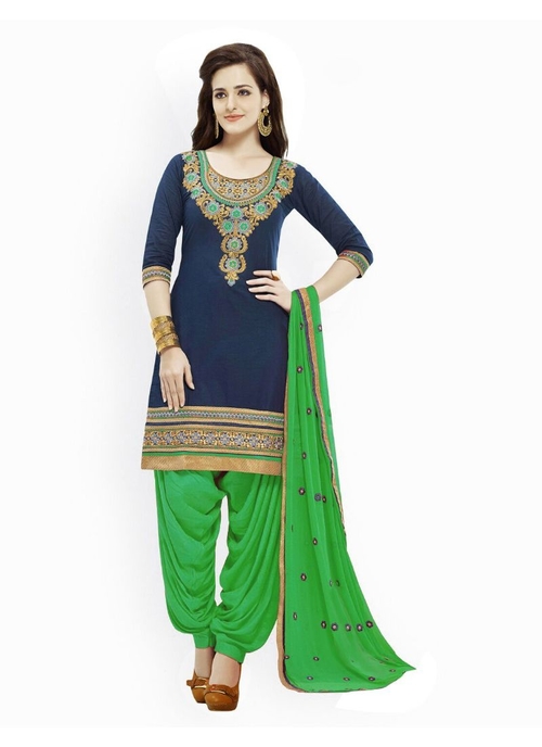 Generic Women's Cotton Salwar Material (Blue and