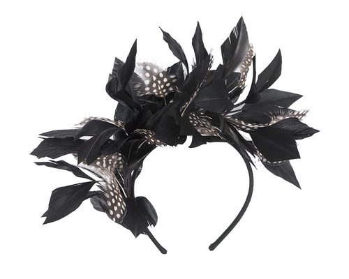 Large black feather fascinator