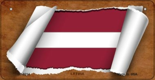 Smart Blonde BP-9214 3 x 6 in. Latvia Flag Scroll Novelty Metal Bicycl