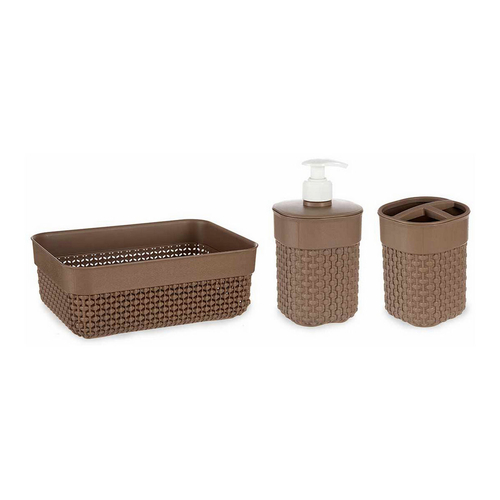 Bath Set Brown Plastic