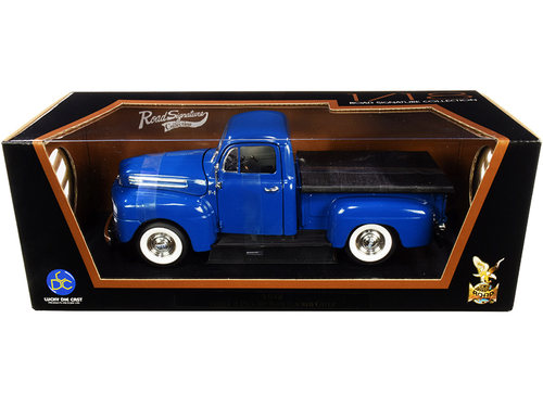 1948 Ford F-1 Pickup Truck with Bed Cover Dark Blue 1/18 Diecast Model