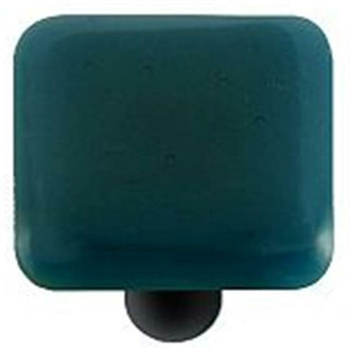 Hot Knobs HK1032-KB Steel Blue Square Glass Cabinet Knob - Black Post