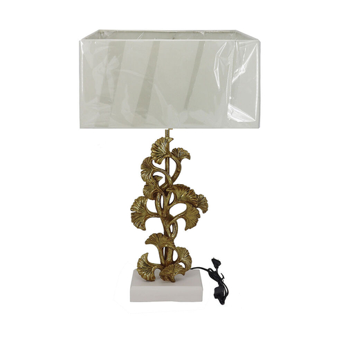 Desk lamp DKD Home Decor Golden Polyester White Resin (38 x 20 x 59,5