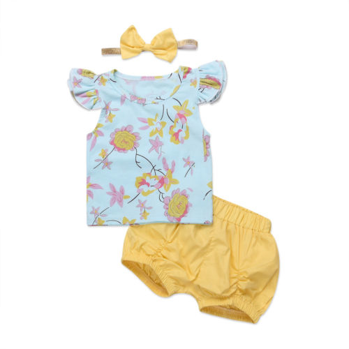 Infant Baby Girls Floral T Shirt+Shorts