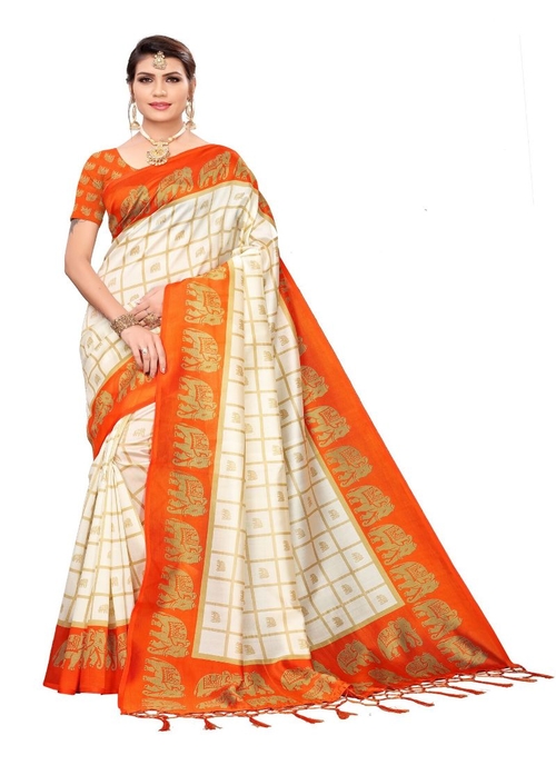 Generic Women's Art Silk Saree (Multi, 5-6 Mtrs)