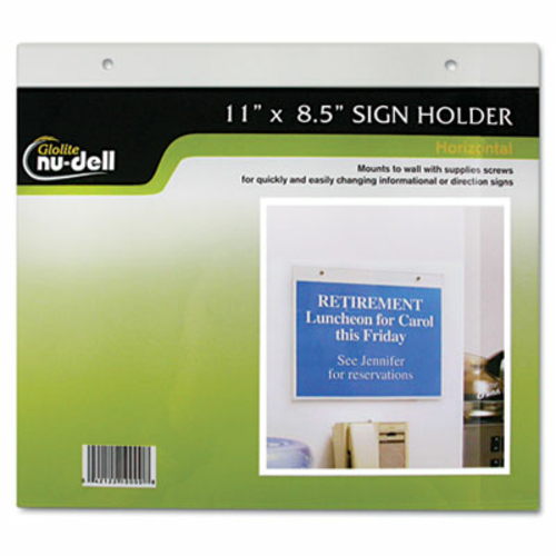 Nu-Dell 38008Z Clear Plastic Sign Holder  Wall Mount  8 1/2 x 11