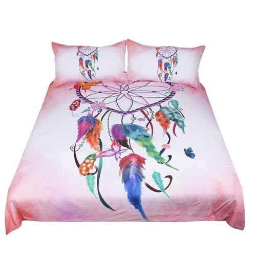 Heart Dreamcatcher Bedding Set Pink and Sky Blue