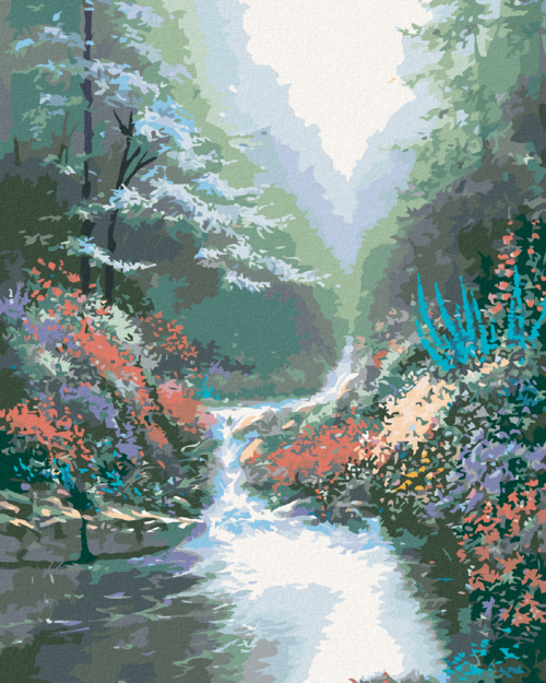 Zuty - Paint by Numbers - RIVER IN FOREST AND FLOWERS (NORTHERN