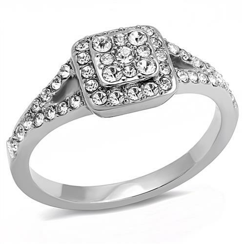 Women High Polished Stainless Steel Ring with Top Grade Crystal in Cle