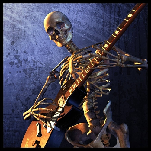 3 Inch Cloth Patch Skull Skeleton Playing Guitar