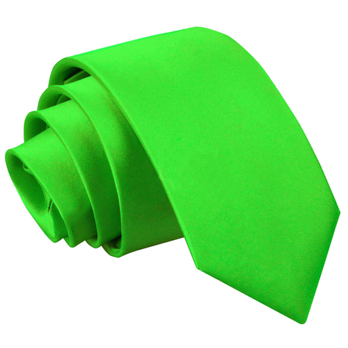 Plain Satin Slim Tie - Apple Green