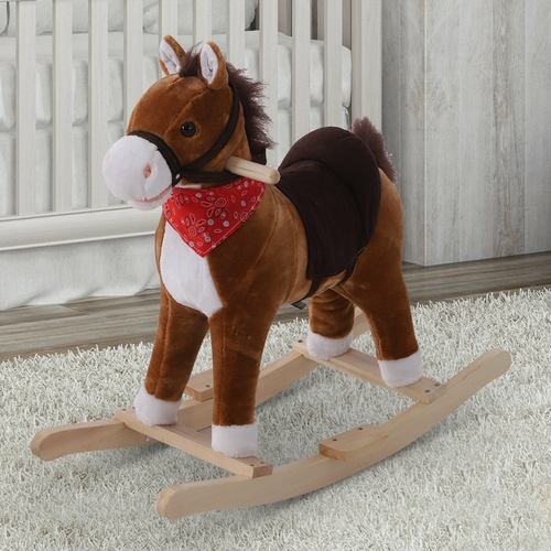 Qaba Kids Plush Ride On Toy Rocking Horse Moving Tail