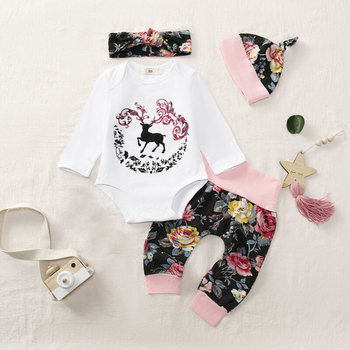Pudcoco Autumn 4PCS Newborn kids Infant Baby Girls