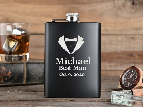 Steel Personalized Flask for Groomsmen Gift Proposal Best Man