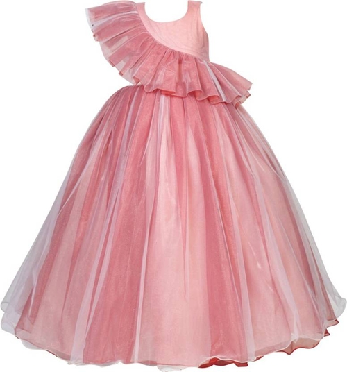 Girls Maxi/Full Length Party Dress  (White, Sleeveless)