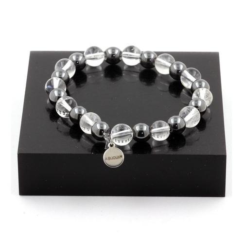 Quartz + Hematite Bracelet 8 mm Beads.