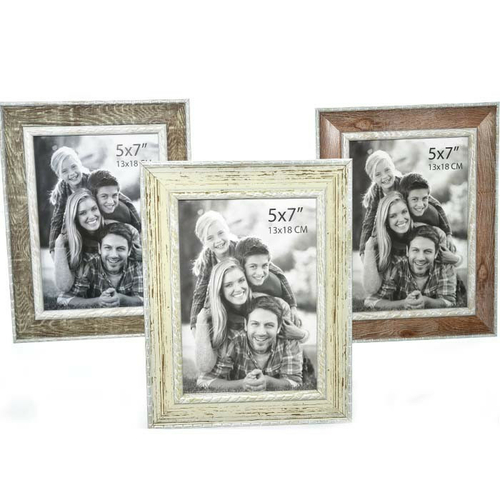 5 x 7 in. Plastic Photo Frame, Brown, Beige & Wood - Case of 4