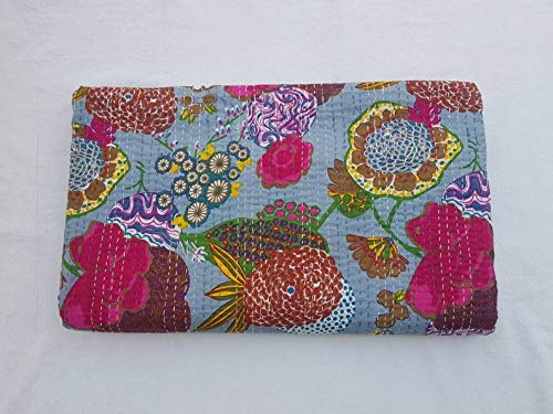 Cotton Jaipuri Quilt Handmade Twin Size Kantha Quilt