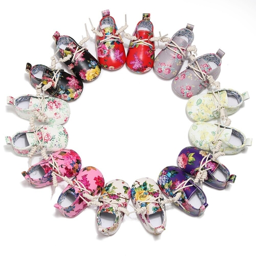Baby Girls Floral Style PU Leather Princess Shoes