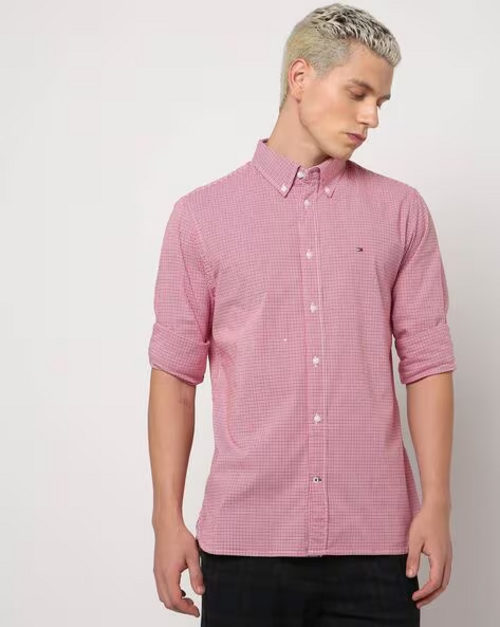 Men's Full sleeve check shirt (Size-L) (Color-RED)