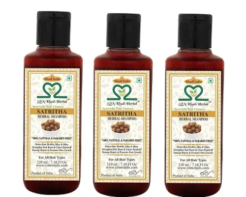 S2M Khadi Herbal Ayurvedic Satritha Shampoo 210 ml (Pack of 3)