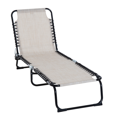 Outsunny Adjustable Folding Beach Bed Reclining Lounger Cot