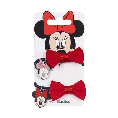 Rubber Hair Bands Minnie Mouse Red Blue Lasso 2 Units