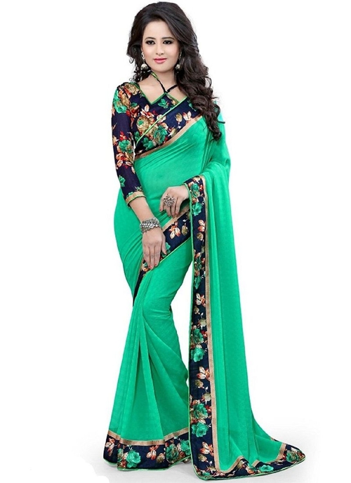 Green Color Chiffon  Saree