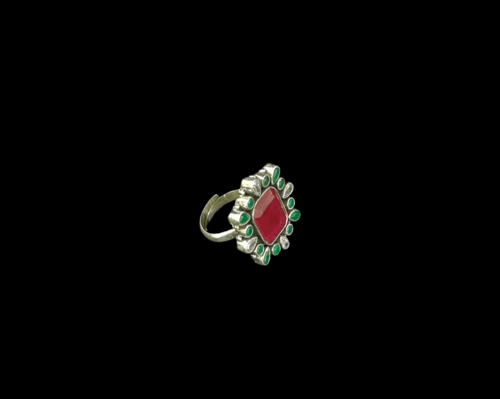 Red, Emerald & AD Colred Stone Ring