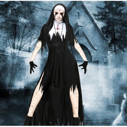 Womens Girls Dreadful Nun Costume Adult The