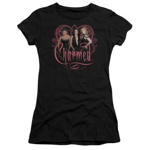 Trevco Charmed-Charmed Girls - Short Sleeve Junior Sheer Tee - Black- 