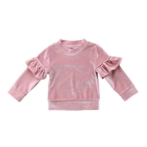 Soft Velvet Fleece Pink Kids Baby Girls Tops