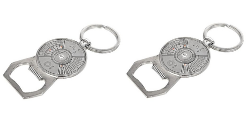 50 Years Calendar Silver Metal Key Chain Compass Bottel Opener 2 Pcs