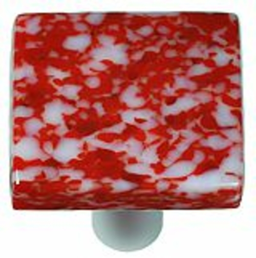 Hot Knobs HK8050-KA Granite Red & White Square Glass Cabinet Knob - Al