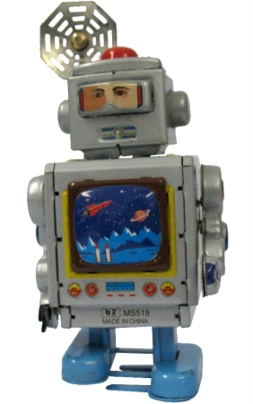 SHAN MS518 Collectible Tin Toy - Robot Silver