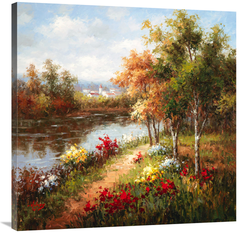 Global Gallery GCS-132489-3636-142 36 x 36 in. Poppies & Stream Art Pr