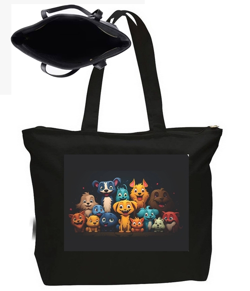 Cute Puppy dogs Art   Large New Zipper Tote Bag