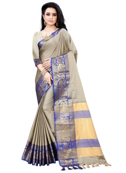 Generic Women's Cotton Silk Saree (Multi Color ,