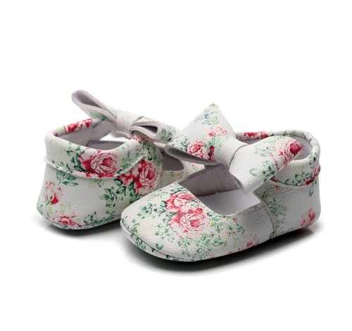 PU leather Fashion Floral Bow First walkers Shoes