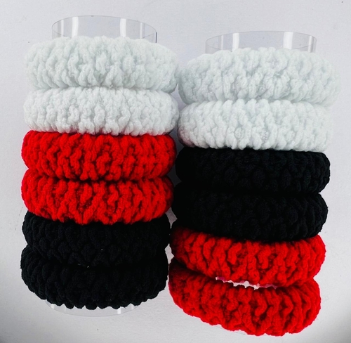 12 pieces Dark Multicoloured Thick Cotton Hair Ties