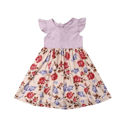 UK Stock Kid Baby Girl Summer Lace Floral Party