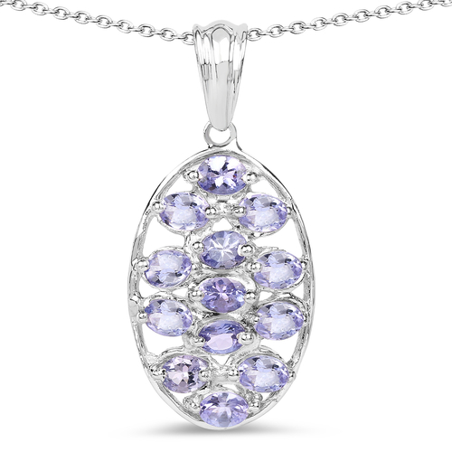 2.21 Carat Genuine Tanzanite .925 Sterling Silver Pendant