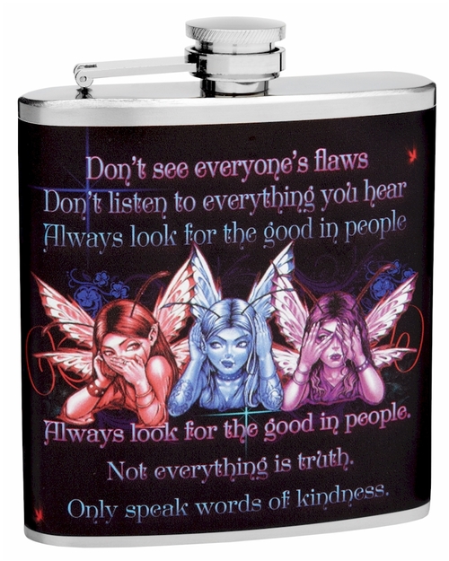 6oz Speak No Evil, Hear No Evil, See No Evil Hip Flask