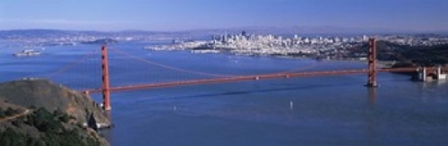 High angle view of a suspension bridge  Golden Gate Bridge  San Franci