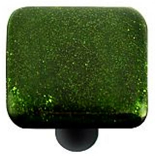 Hot Knobs HK1024-KB Light Metallic Green Square Glass Cabinet Knob - B