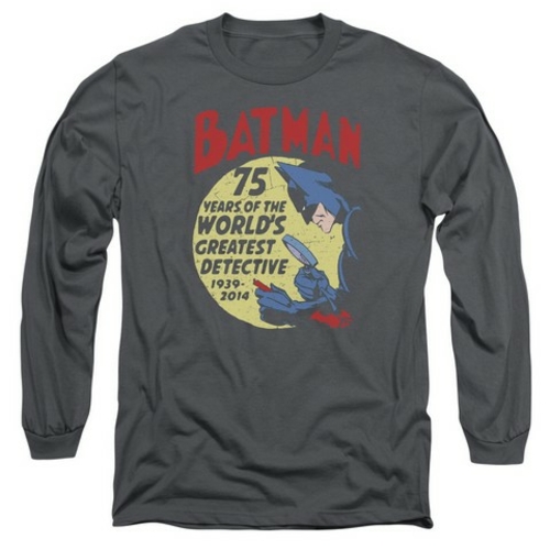 Trevco Batman-Detective 75 - Long Sleeve Adult 18-1 Tee - Charcoal- 2X