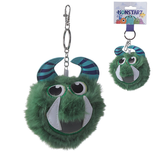 Fun Collectable Pom Pom Keyring - Green Monster