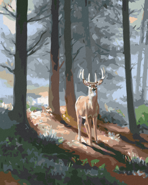 Zuty - Paint by Numbers - DEER AND A CONIFEROUS FOREST (D. RUSTY